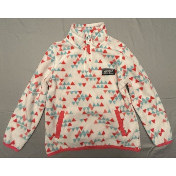Eddie Bauer Youth 1/4 Zip Fleece Sweater, Printed White, Size XS (5/6) - Picture 1 of 5